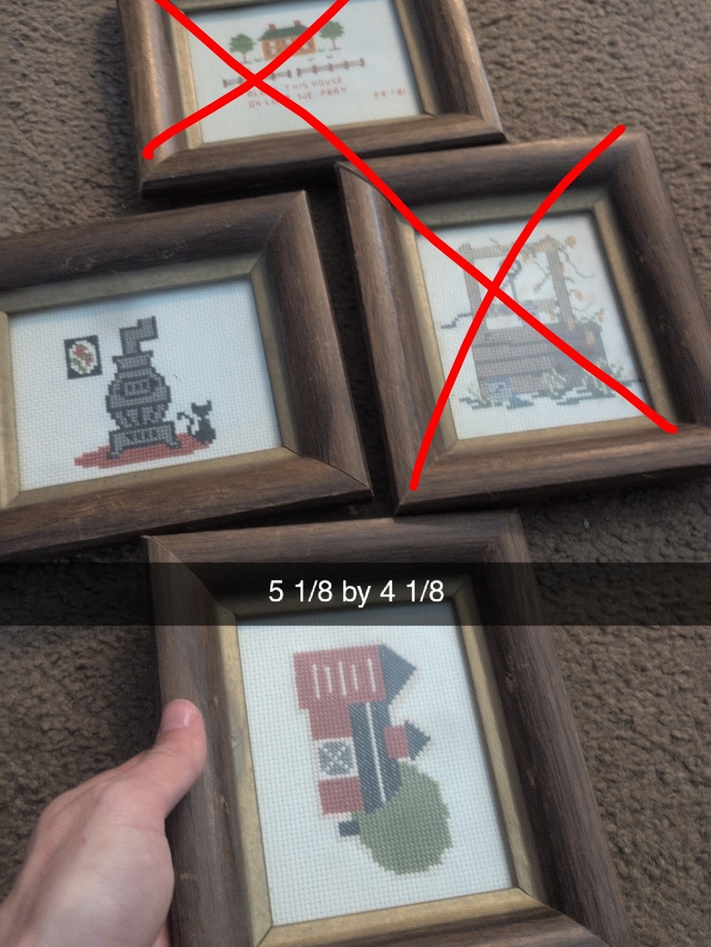 Vintage Cottage Wood Grain Brown Framed Cross Stitch Home Accent
